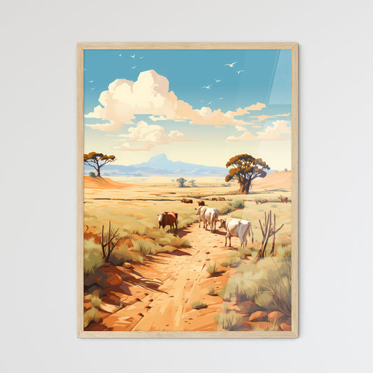 Wide Land - A Group Of Cows Walking On A Dirt Road Default Title