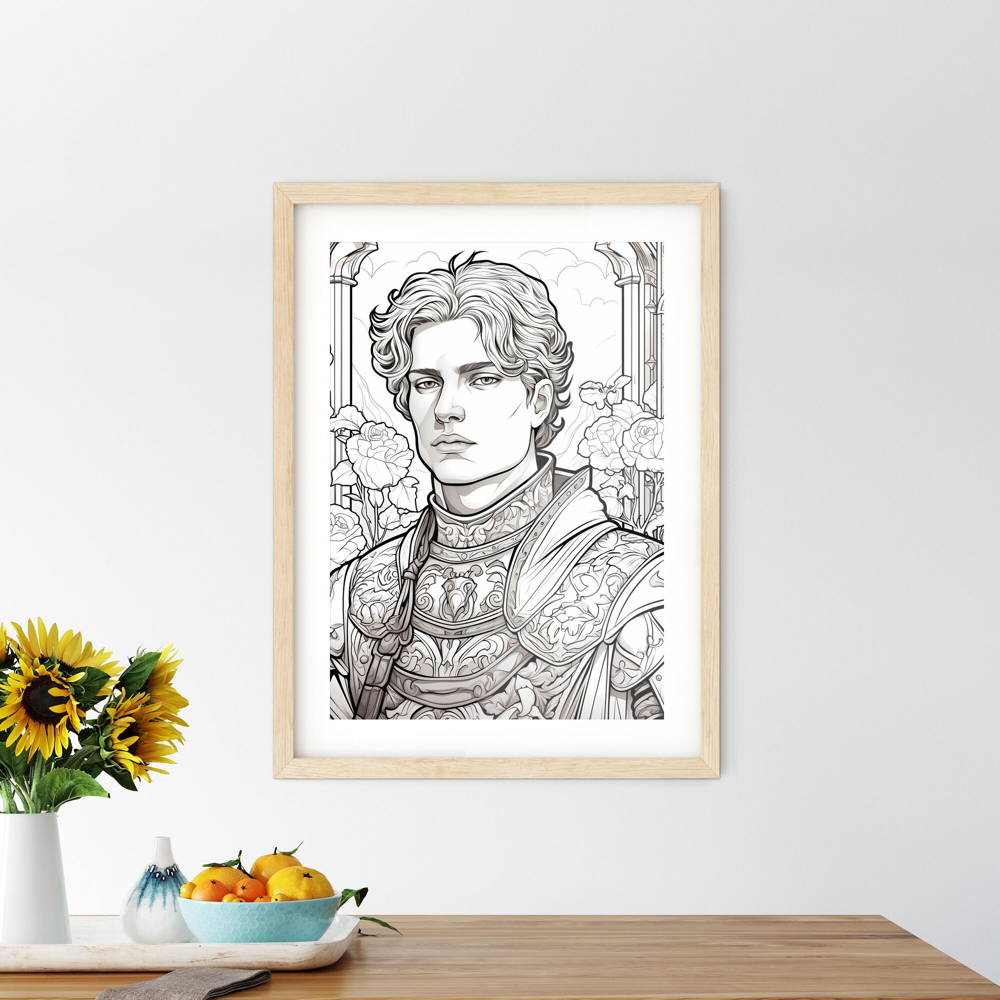 Coloring Book - A Man In Armor With Flowers Default Title