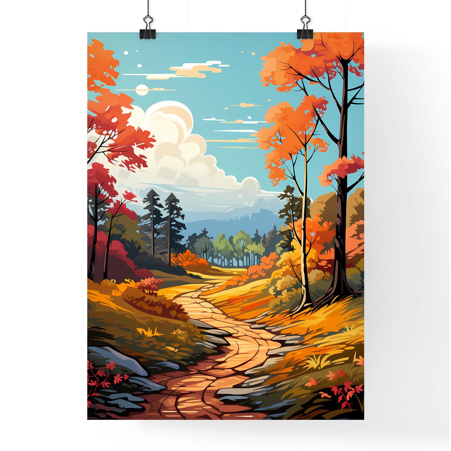 A Painting Of A Path Through A Forest Default Title