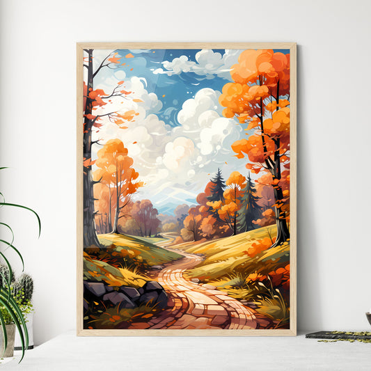 A Painting Of A Road Through A Forest Default Title