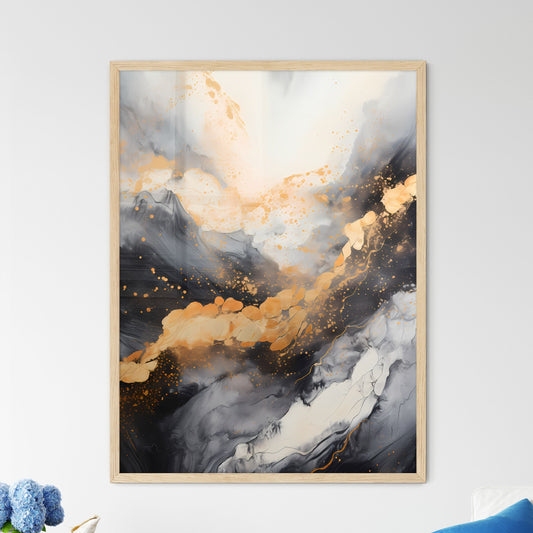 Abstract - A Black And White Painting With Orange And White Paint Default Title