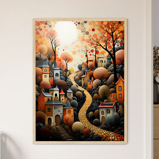 Fall - A Painting Of A Village With Trees And A Path Default Title