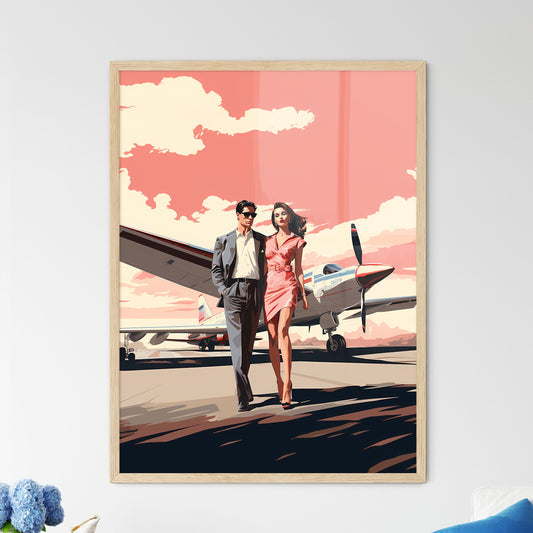 Fashion - A Man And Woman Standing In Front Of An Airplane Default Title