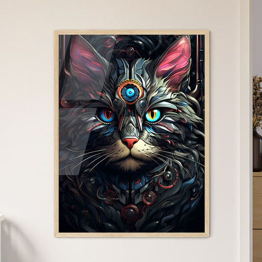 Sicence Fiction - A Cat With Colorful Eyes And A Metal Structure Default Title