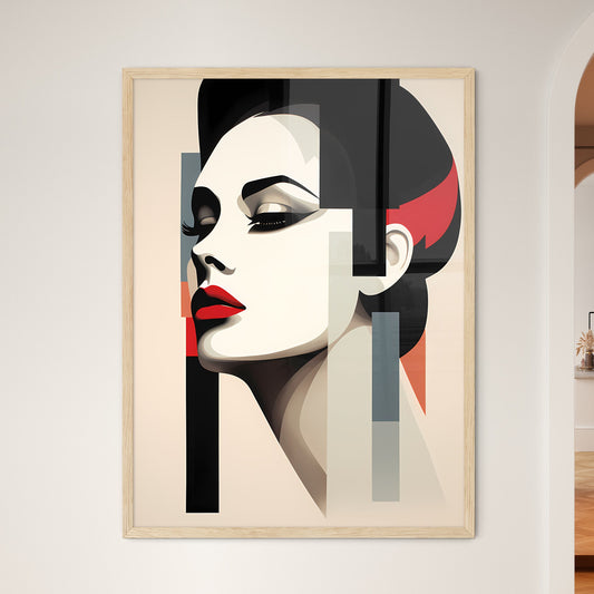 Expressionist - A Woman's Face With Red Lips And Black And White Stripes Default Title