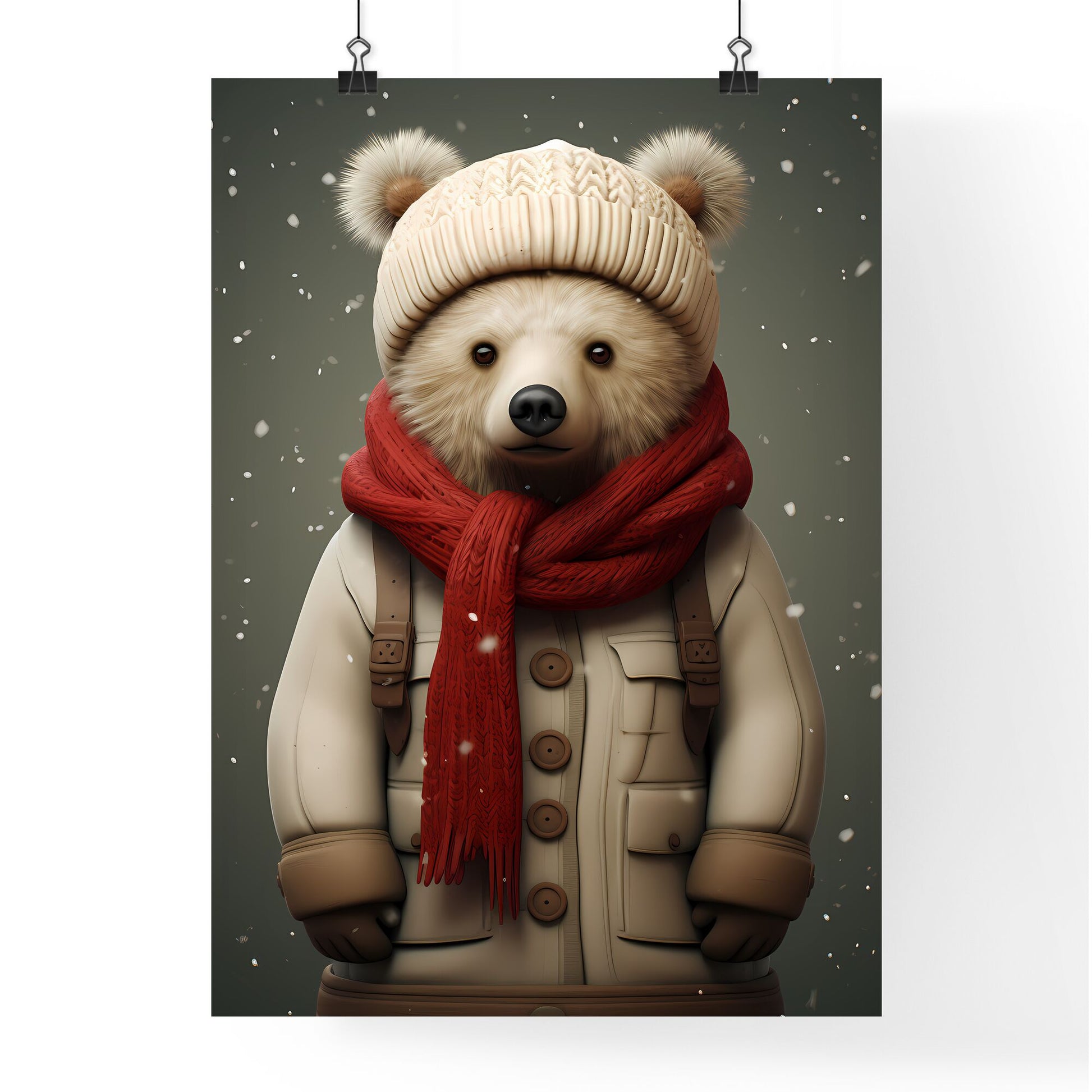 Winter Times - A Bear Wearing A Hat And Scarf Default Title
