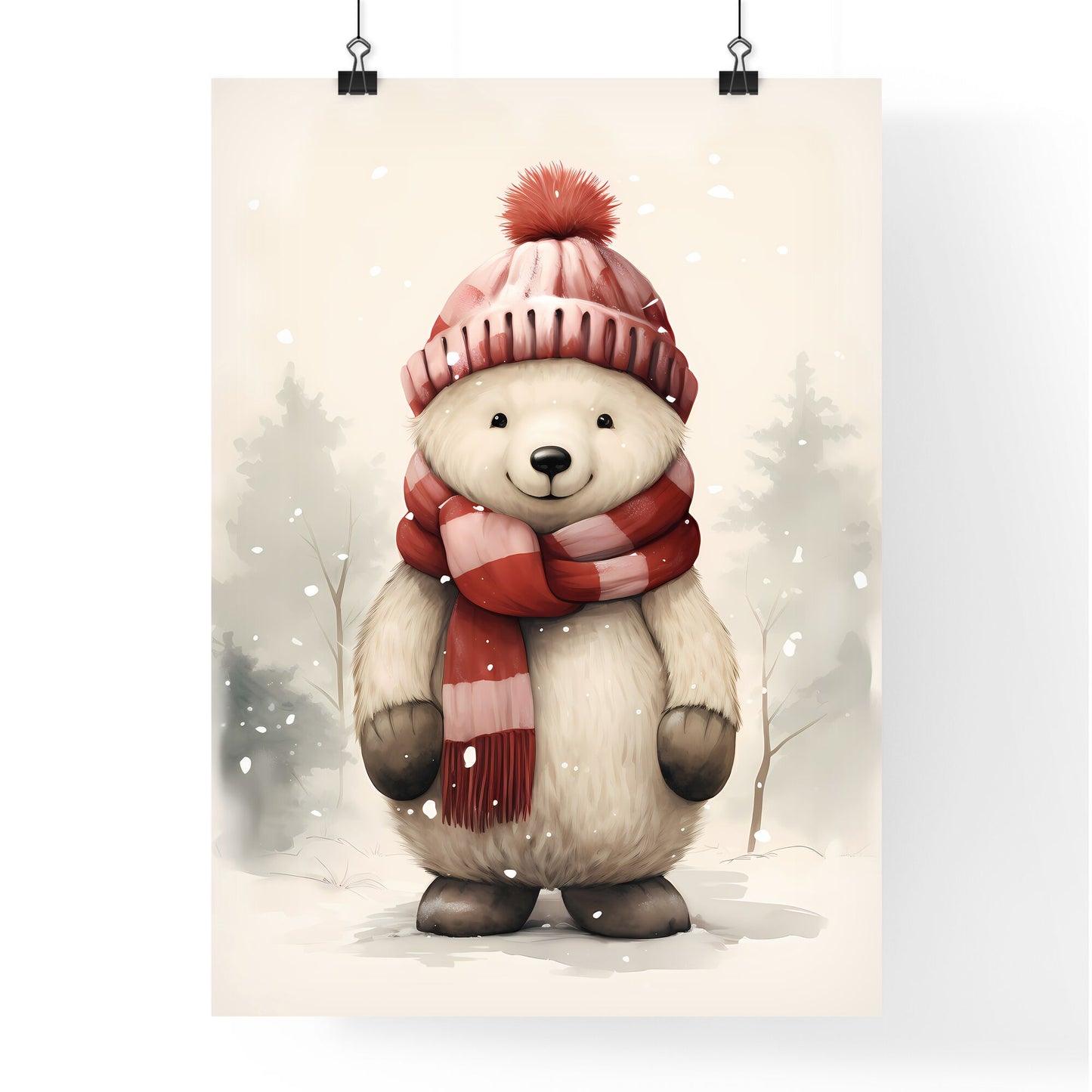 Winter Times - A Cartoon Of A Teddy Bear Wearing A Hat And Scarf Default Title