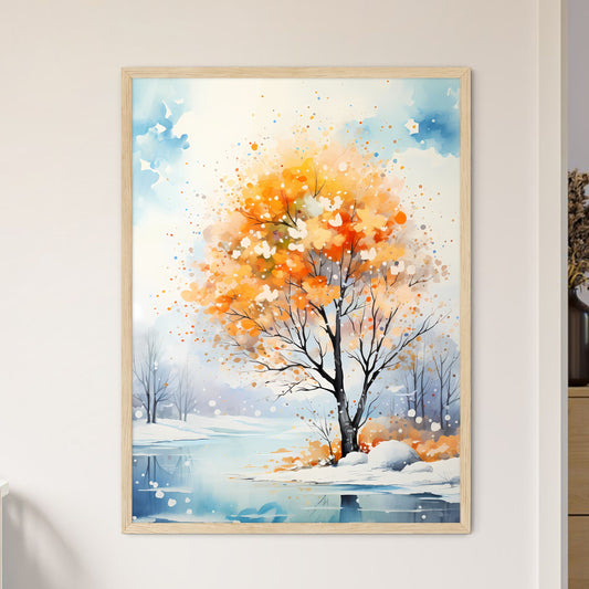Winter - A Painting Of A Tree With Orange Leaves Default Title