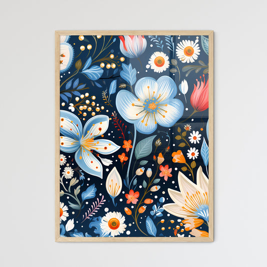 A Colorful Floral Pattern On A Dark Background Default Title