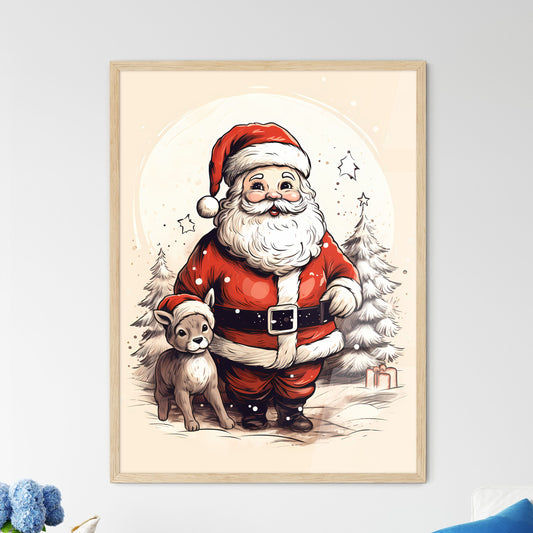 A Cartoon Of A Santa Claus And A Deer Default Title