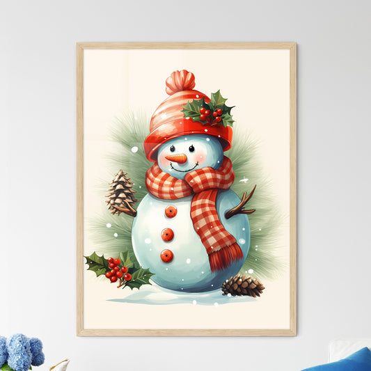 A Snowman With A Scarf And Pinecones Default Title