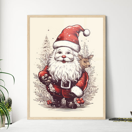 A Cartoon Of A Santa Claus Holding A Deer Default Title