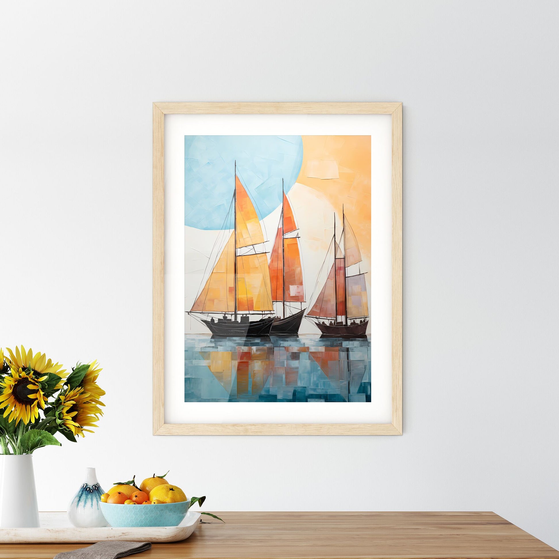 A Painting Of Sailboats On Water Default Title