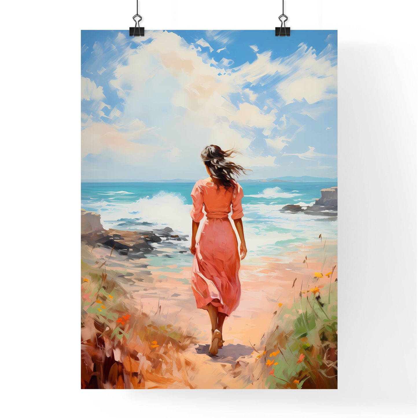 A Woman Walking On A Beach Default Title