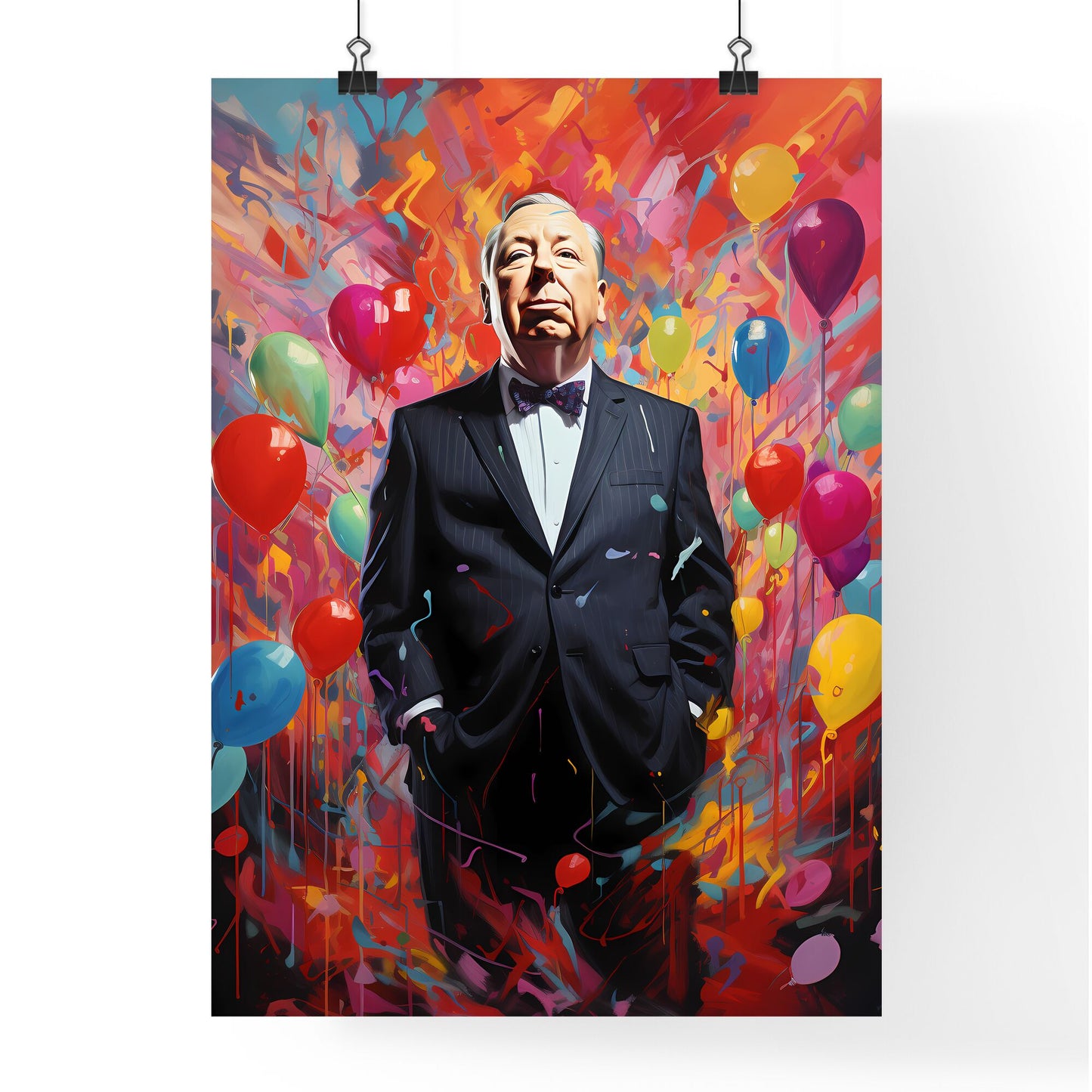 Alfred Hitchcock - A Man In A Suit With Balloons Around Him Default Title