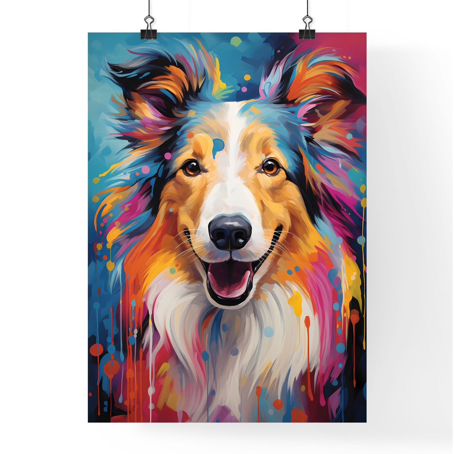 Lassie - A Dog With Colorful Paint Splatters Default Title