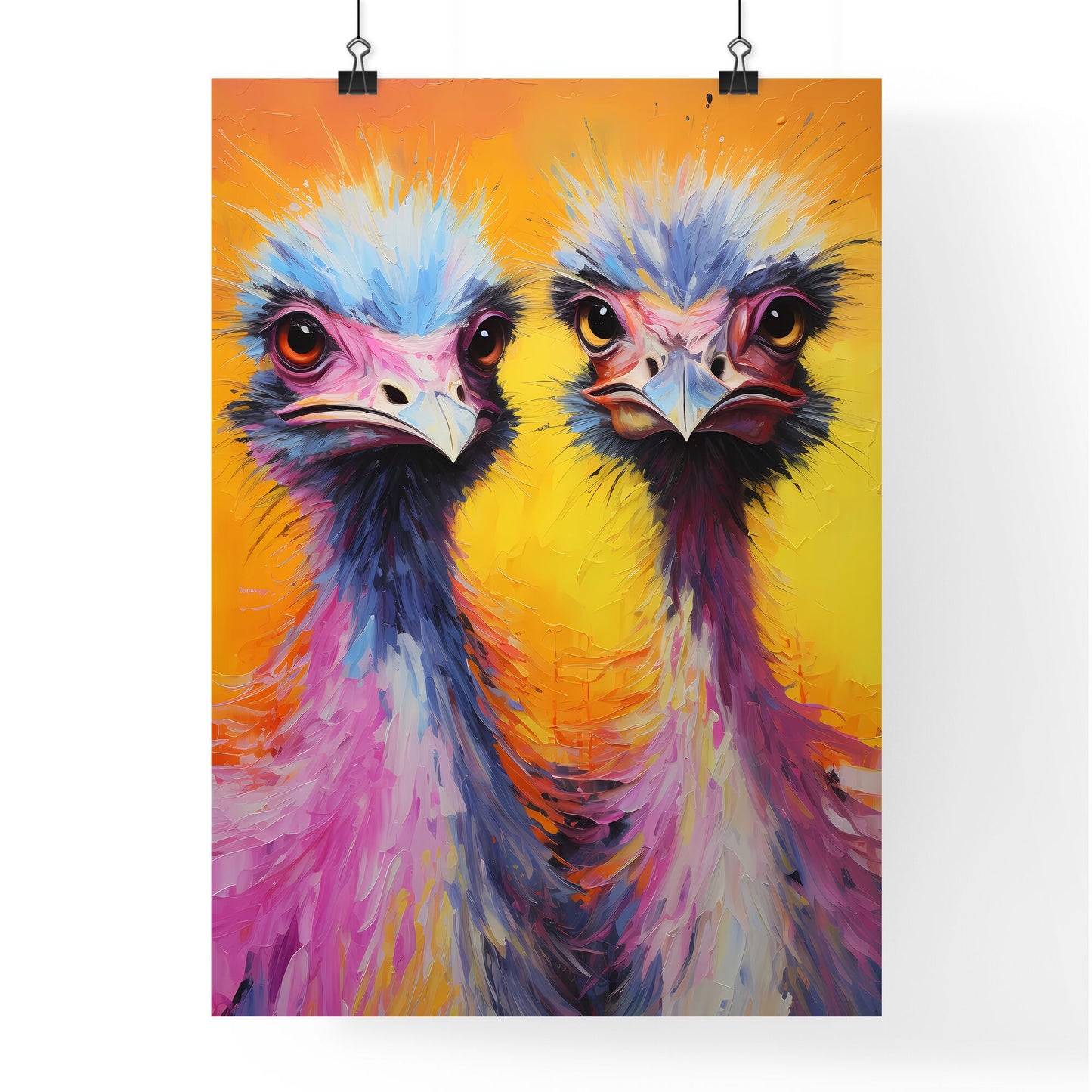 A Pair Of Ostrich In Africa - A Painting Of Two Birds Default Title