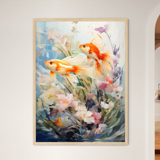 Fish In Aquarium - Two Goldfish Swimming In A Bouquet Of Flowers Default Title