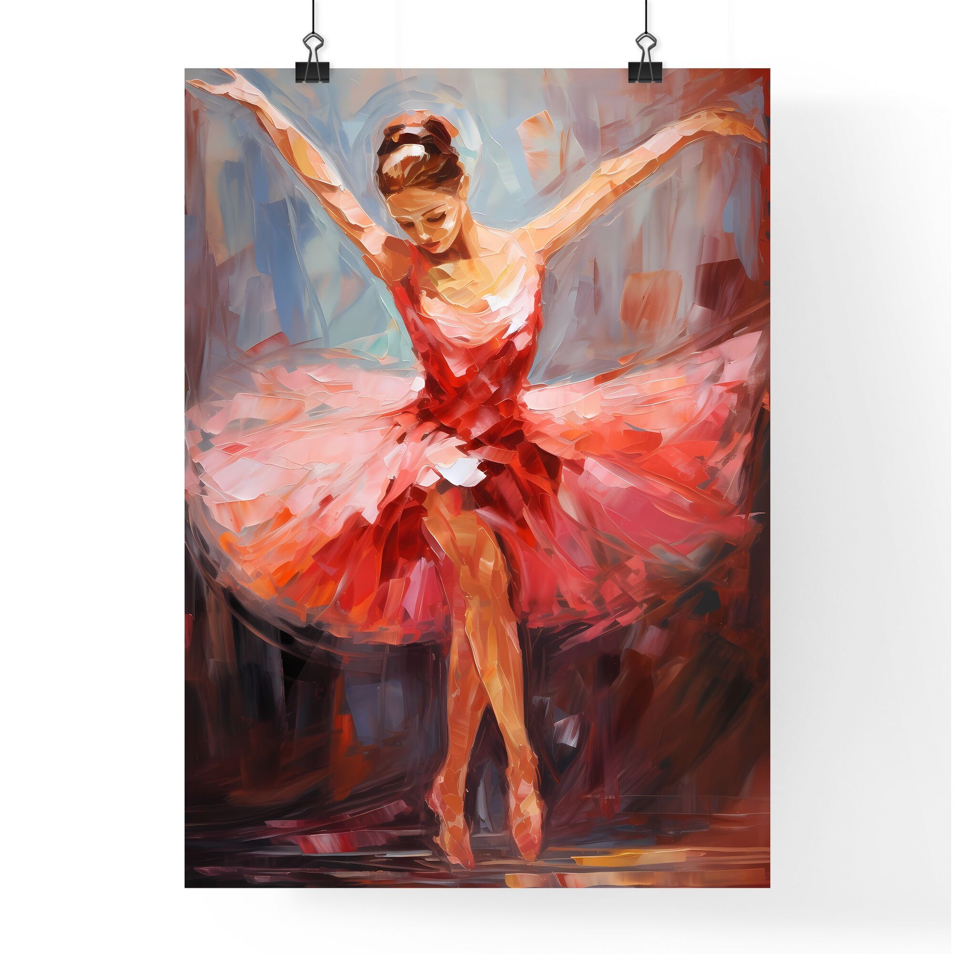 Hand Drawing Picture With Red Ballet Dancer - A Painting Of A Woman In A Pink Dress Default Title