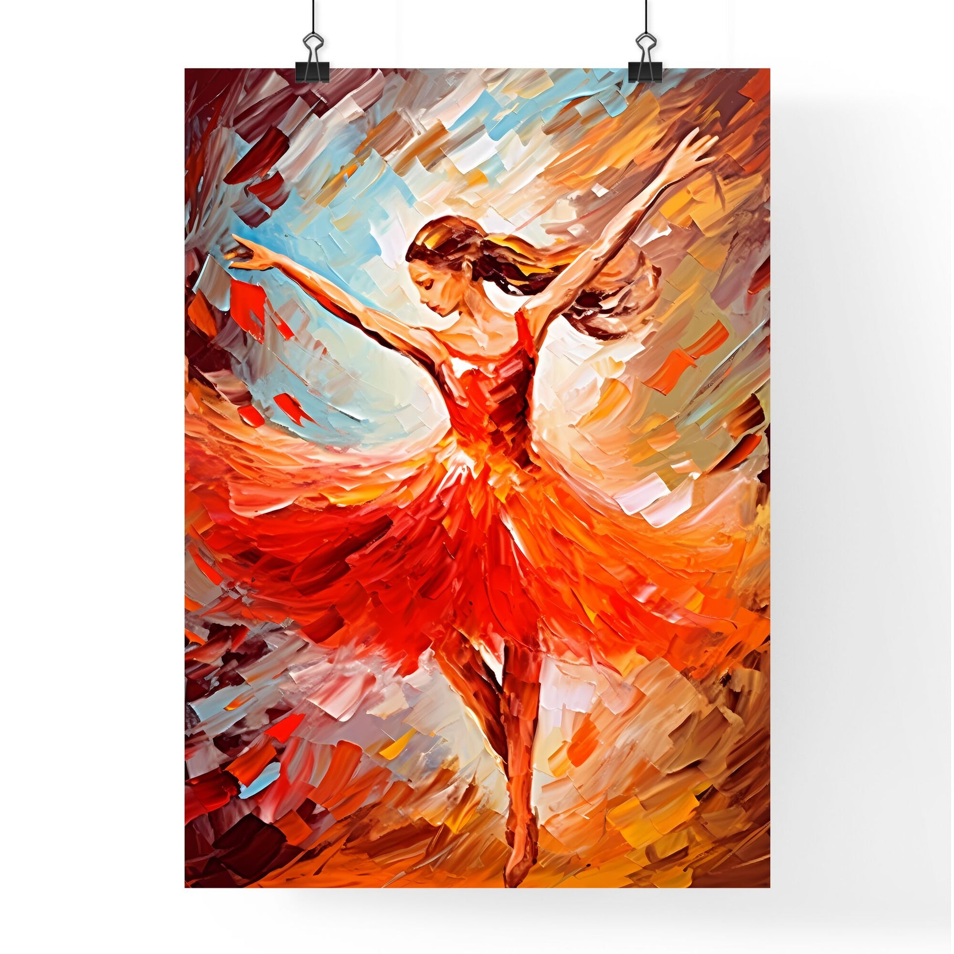Hand Drawing Picture With Red Ballet Dancer - A Painting Of A Woman Dancing Default Title