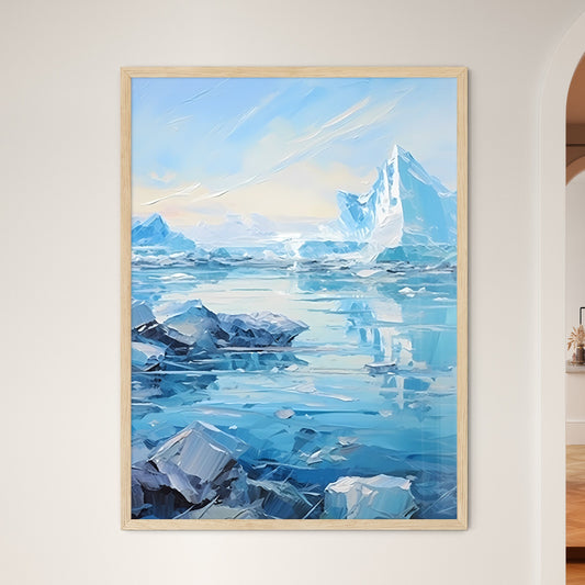 Icebergs And Glaciers Jokulsarlon Lagoon Iceland - A Painting Of Icebergs In The Water Default Title