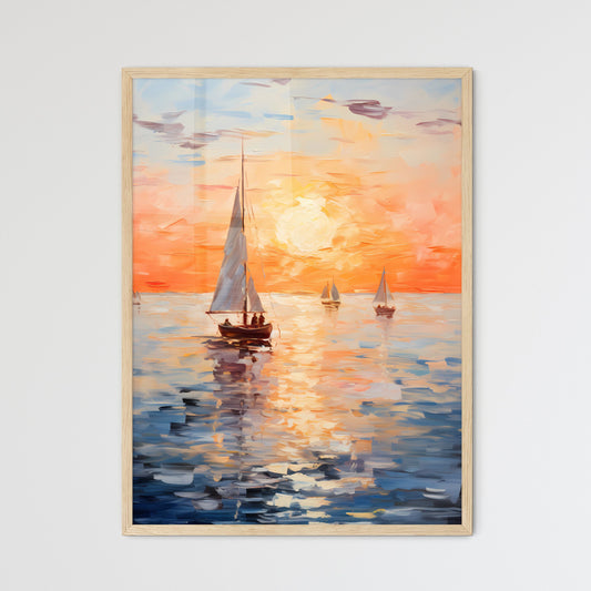 Landscape With Sailing Boats On The Sea - A Painting Of A Sailboat In The Ocean Default Title