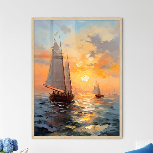 Landscape With Sailing Boats On The Sea - A Painting Of A Sailboat On The Water Default Title