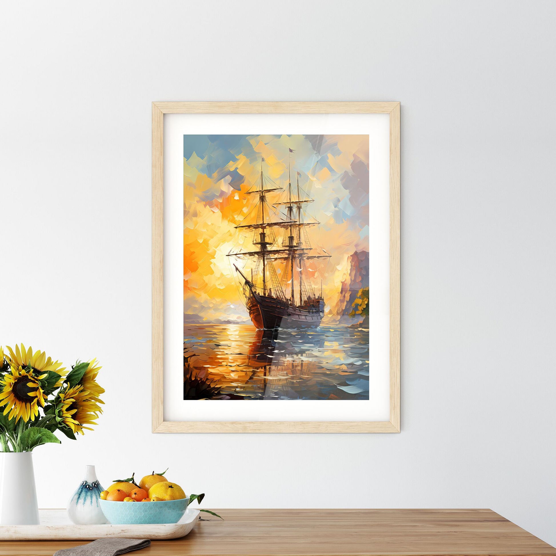 Santa Maria Nina And Pinta Of Christopher Columbus - A Painting Of A Ship In The Water Default Title
