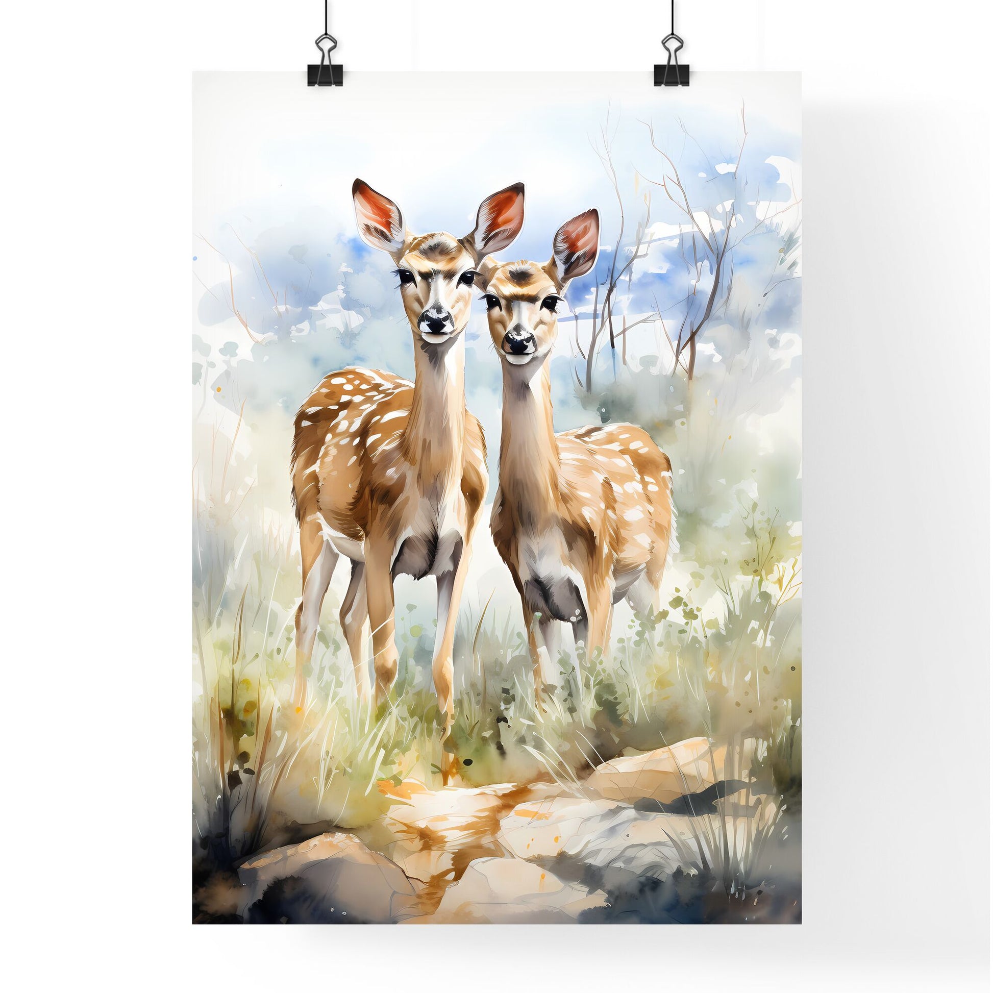 Two Female Lesser Kudu Antelopes - Two Deer In The Grass Default Title