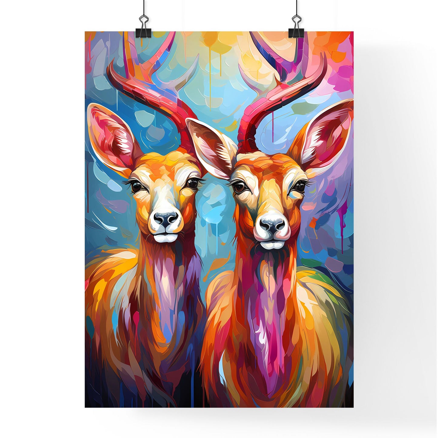 Two Female Lesser Kudu Antelopes - A Couple Of Colorful Deer Default Title