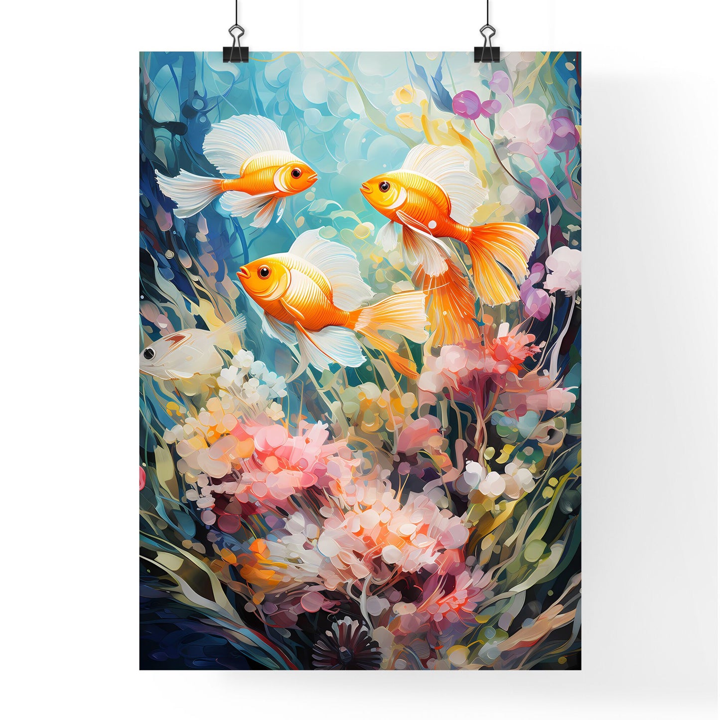 Underwater Aquatic Life With Fishes - A Goldfish Swimming In Water Default Title
