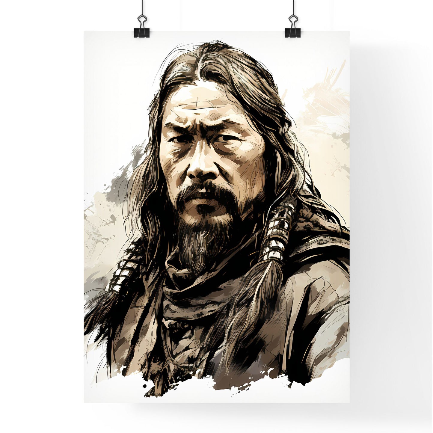Genghis Khan Founder Of The Mongol Empire - A Man With Long Hair And A Beard Default Title