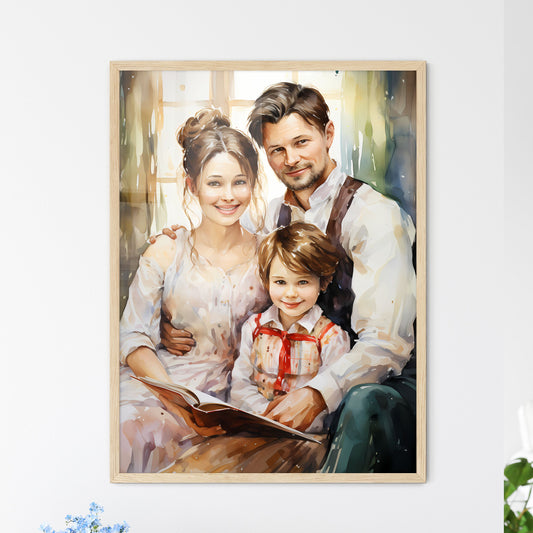 Happy Young Family With Two Children - A Painting Of A Family Default Title