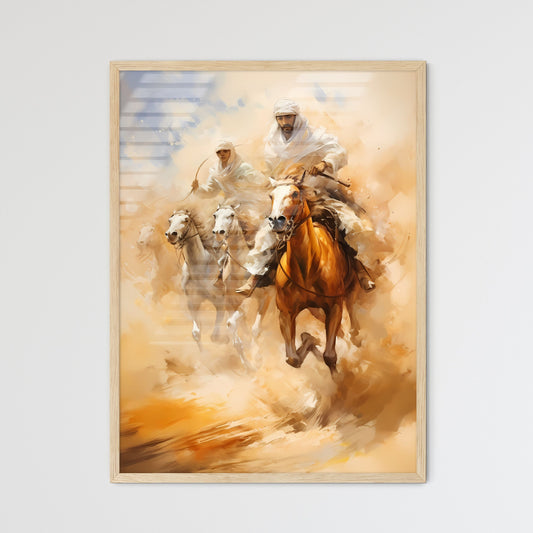 Making Sports In The Dunes Of Saudi Arabia - A Painting Of Men Riding Horses Default Title