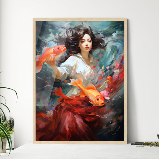 She Is Catching The Fish - A Woman Holding Two Fish Default Title