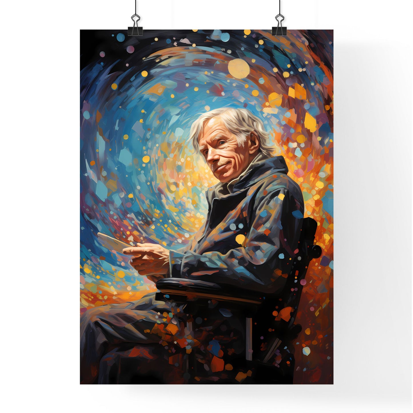 Stephen Hawking Theoretical Physicist - A Man Sitting In A Chair Holding A Tablet Default Title