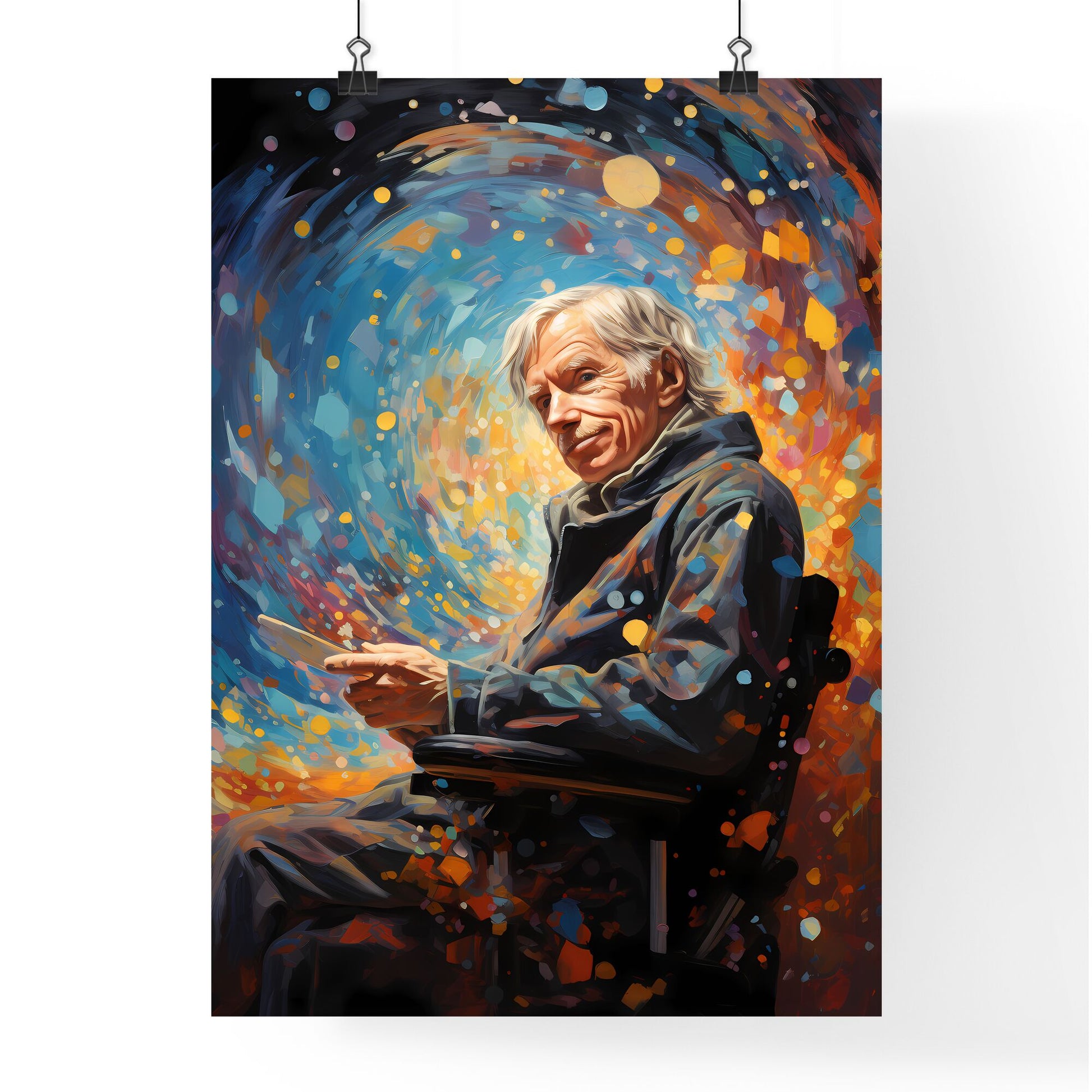 Stephen Hawking Theoretical Physicist - A Man Sitting In A Chair Holding A Tablet Default Title