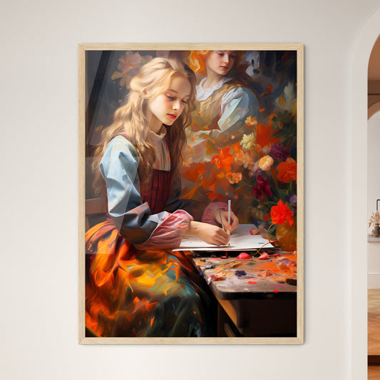 The Art Sisters Doing A Painting - A Woman Sitting At A Table Drawing Default Title