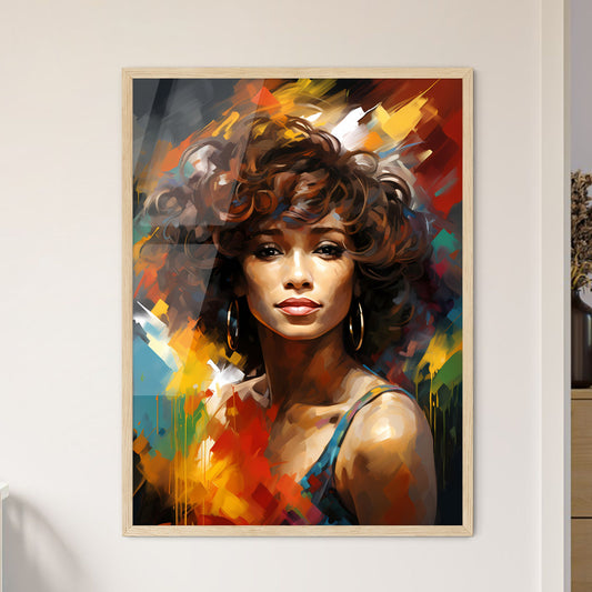 Whitney Houston United States - A Woman With Curly Hair And Colorful Background Default Title