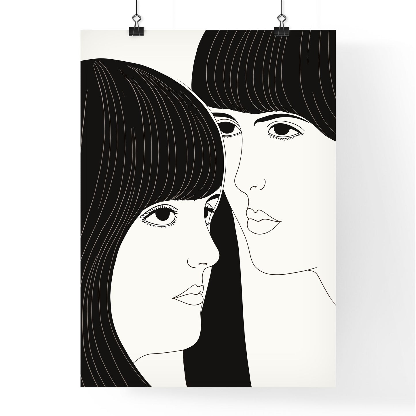 60S Advertising Gossip Scene Of Two Women - A Black And White Drawing Of A Woman'S Face Default Title