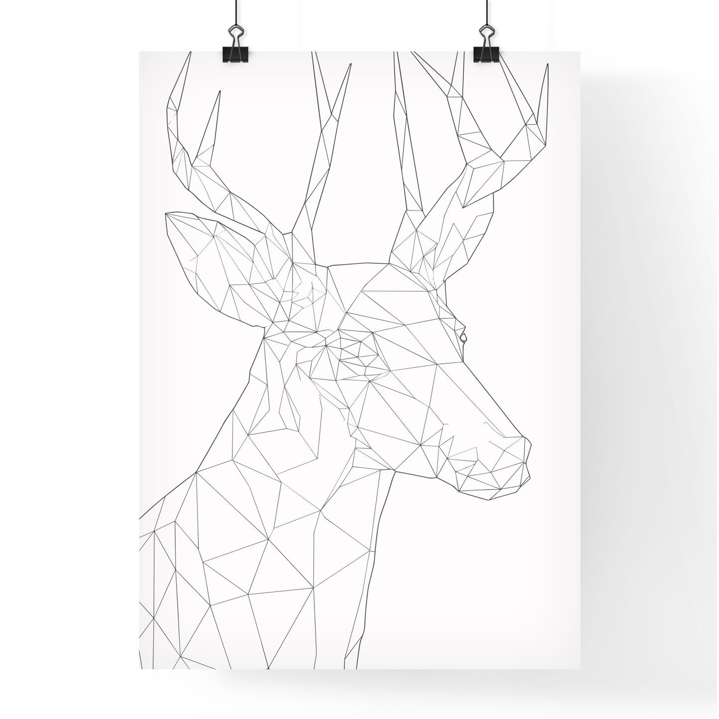 Low Poly Deer Logo Woodcut Print Minimal Art - A Drawing Of A Deer Default Title