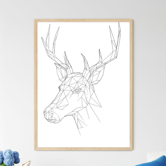 Low Poly Deer Logo Woodcut Print Minimal Art - A Drawing Of A Deer Head Default Title
