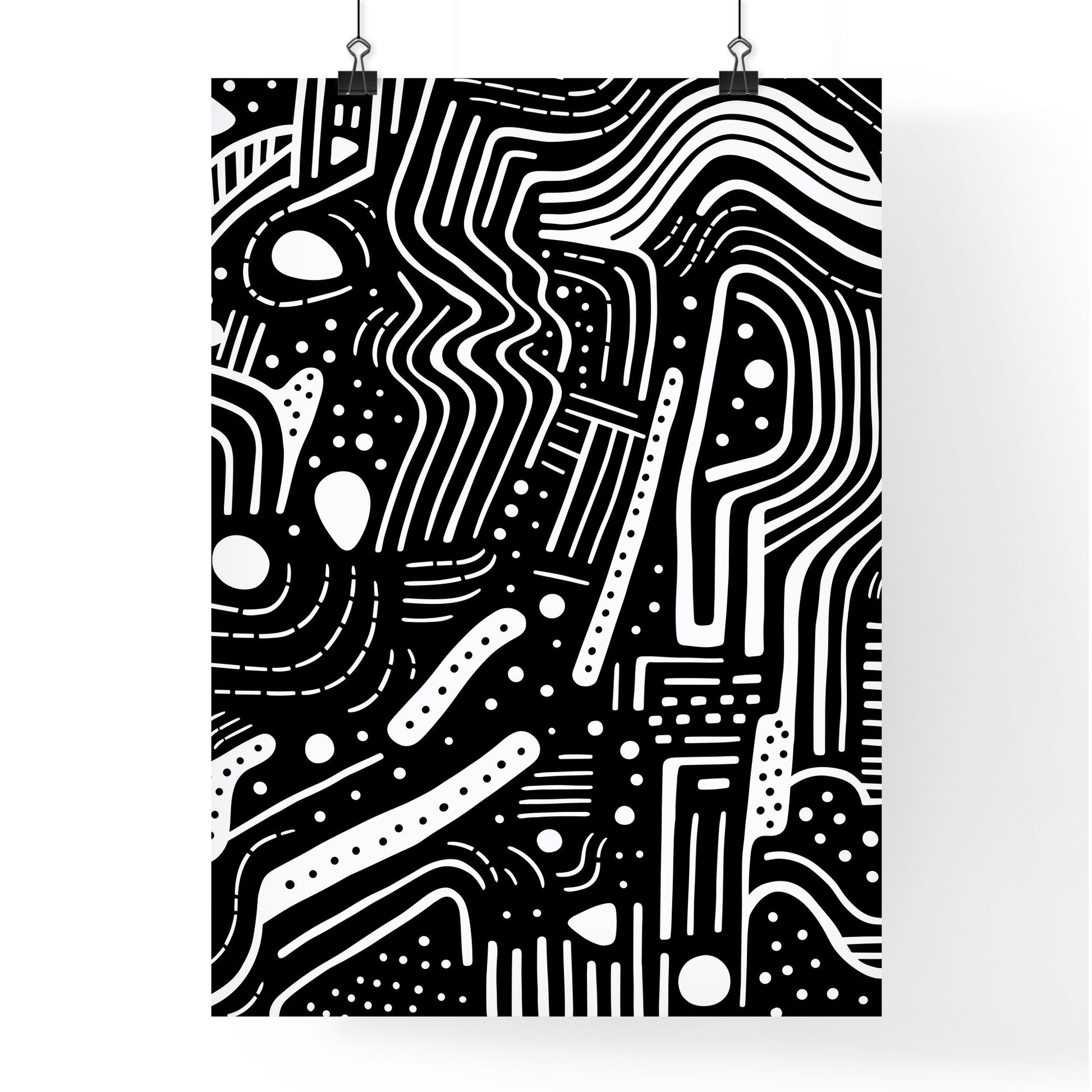 Abstract Lines And Shapes - A Black And White Pattern Default Title