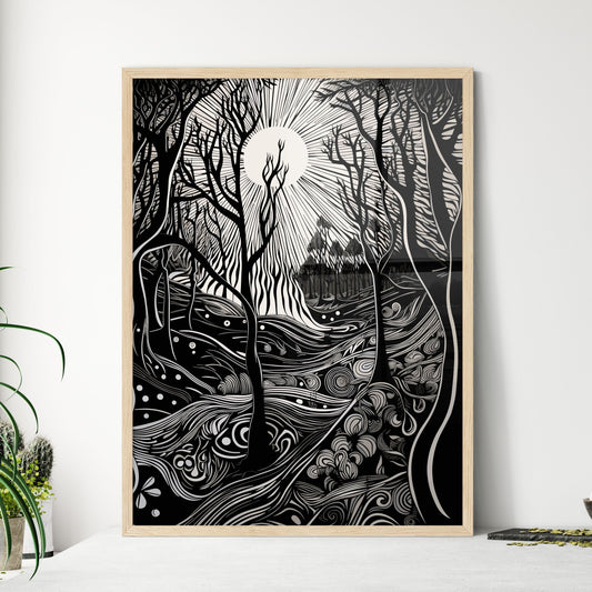 Nature Creation Poster - A Black And White Drawing Of A Forest Default Title