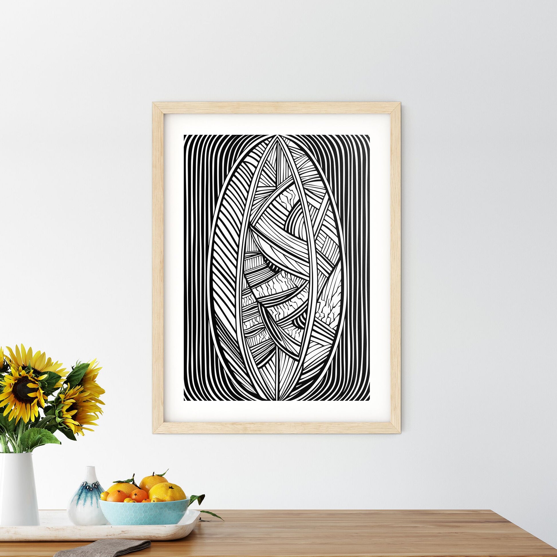 Surfboard Poster - A Black And White Illustration Of A Oval Shaped Object Default Title