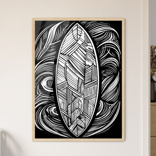 Surfboard Poster - A Black And White Illustration Of A Surfboard Default Title