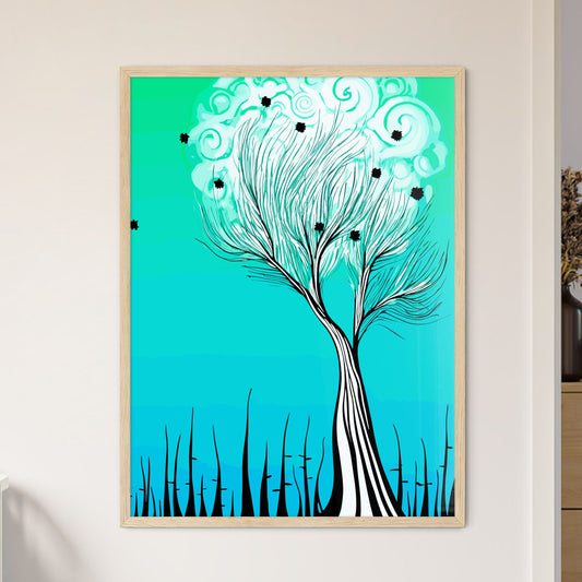 A Decorative Abstract Illustration Of A Christmas - A Tree With White Branches And Black Leaves Default Title