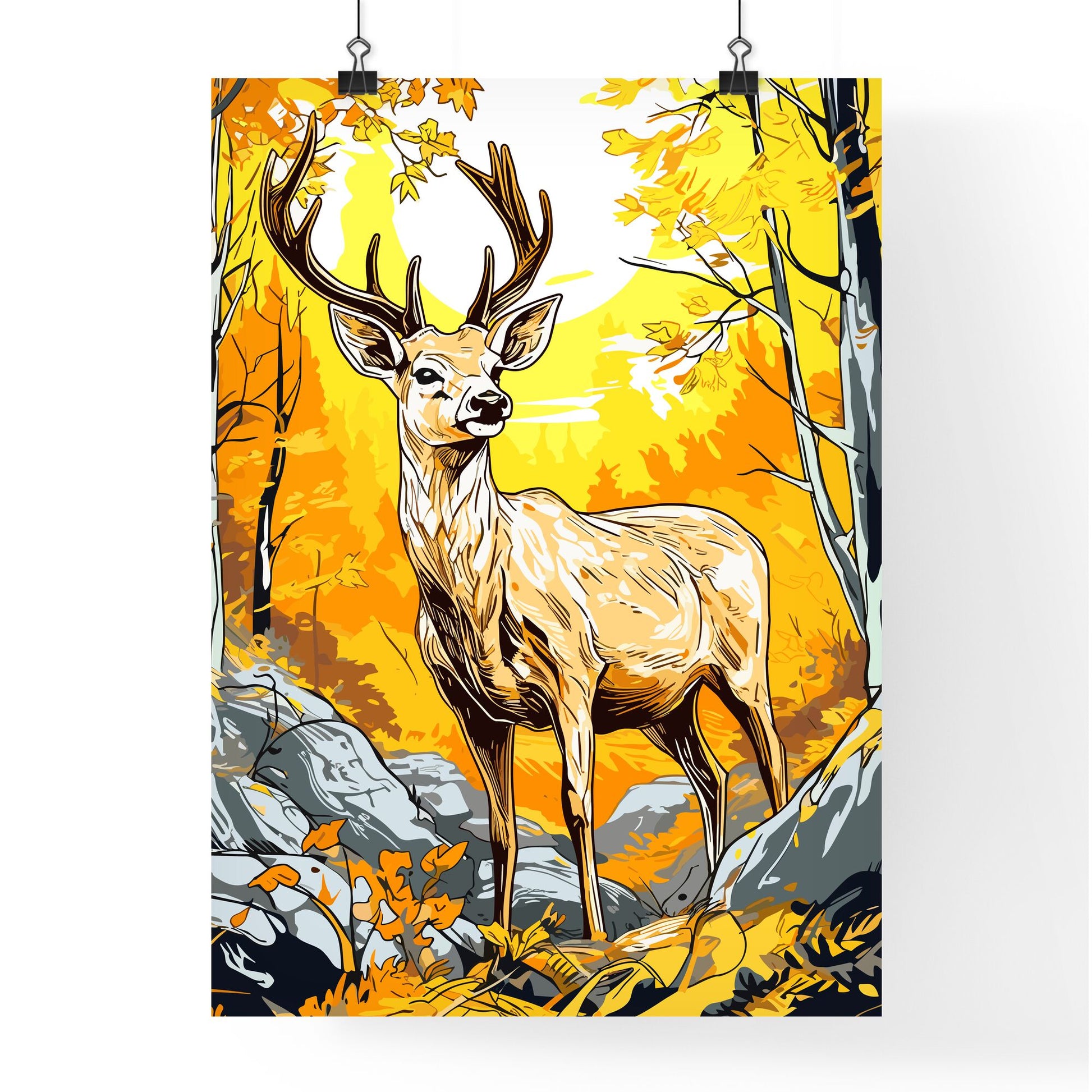 Beautiful Deer - A Deer With Antlers Standing In The Woods Default Title