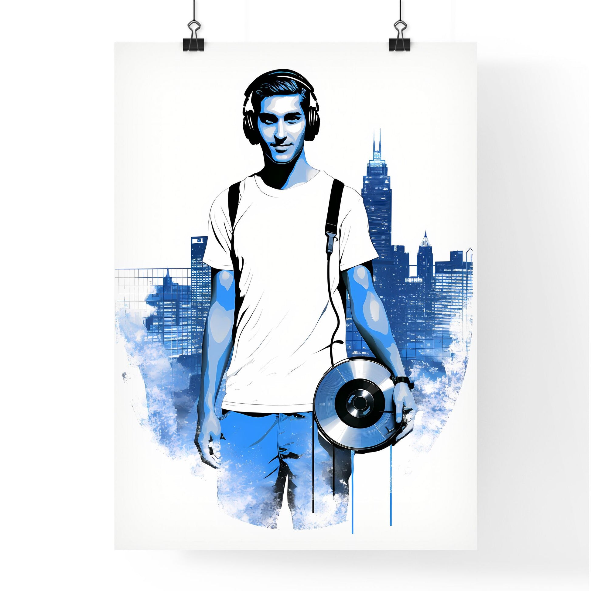 Disk Jockey With An Urban Background - A Man Holding A Disc Default Title