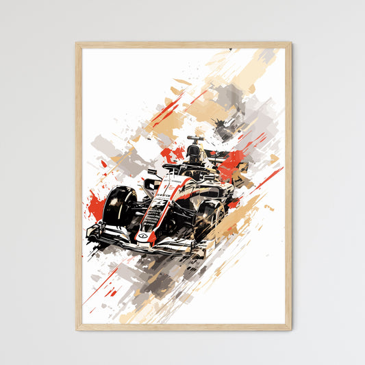 Formula 1 Race Poster - A Race Car With Red And White Stripes Default Title